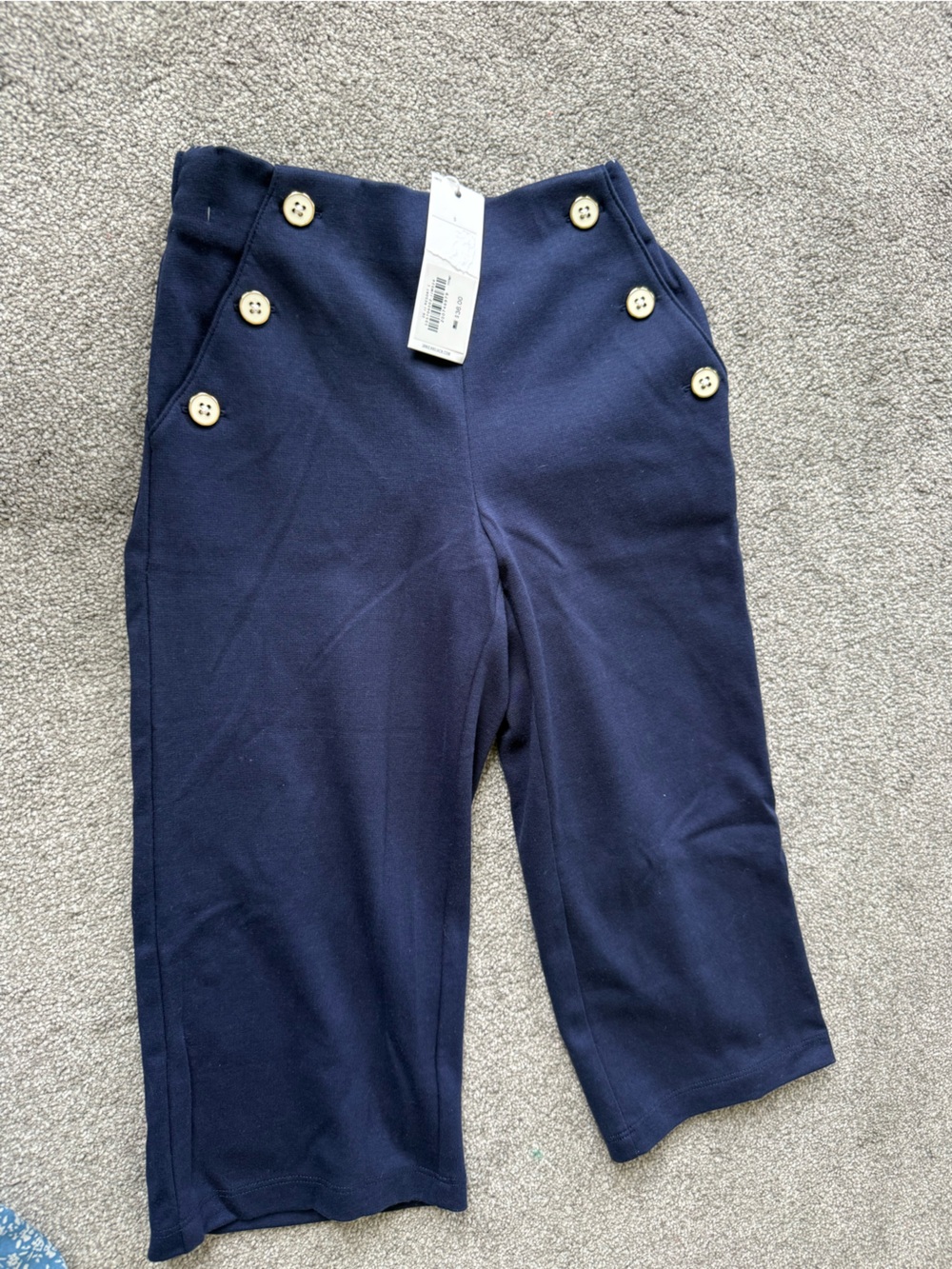 Janie and Jack Navy Button-Detail Knit Leggings